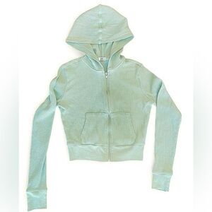 Ardene Sage Green Waffle Zip Hoodie XS